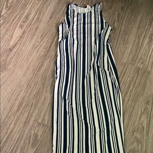 Long dark blue/ white stripped dress